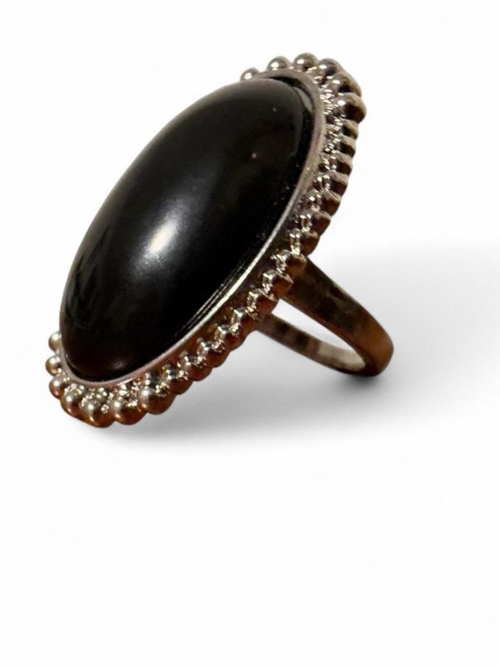 Black Oval Stone Cocktail Ring - Women Jewelry